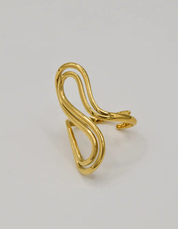 serpentine_glow_golden_open_ring statement gold wave ring adjustable rings for women canada