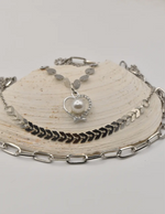 sparkle heart pearl christmas necklace with layered silver chains for women canada – montreal minimalist jewellery and christmas gift for her jewelry