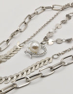 silver layered heart pearl necklace for christmas – clean girl jewelry 2025 and circle pendant necklace canada style