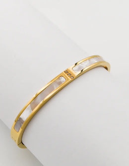 Evil eye bracelet with gold frame and pearl inlay